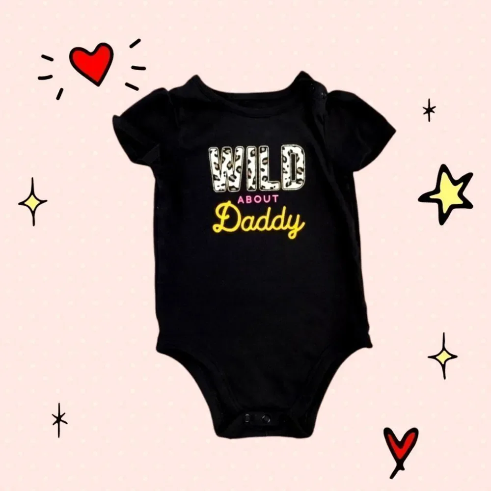 Baby Girl Leopard Print “Wild About Daddy” Onesie 24M Cute Bodysuit